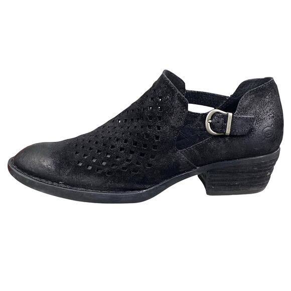 Born Women's Nanna Black Leather Laser Cut Ankle Bootie Size US 8.5 - Picture 3 of 11